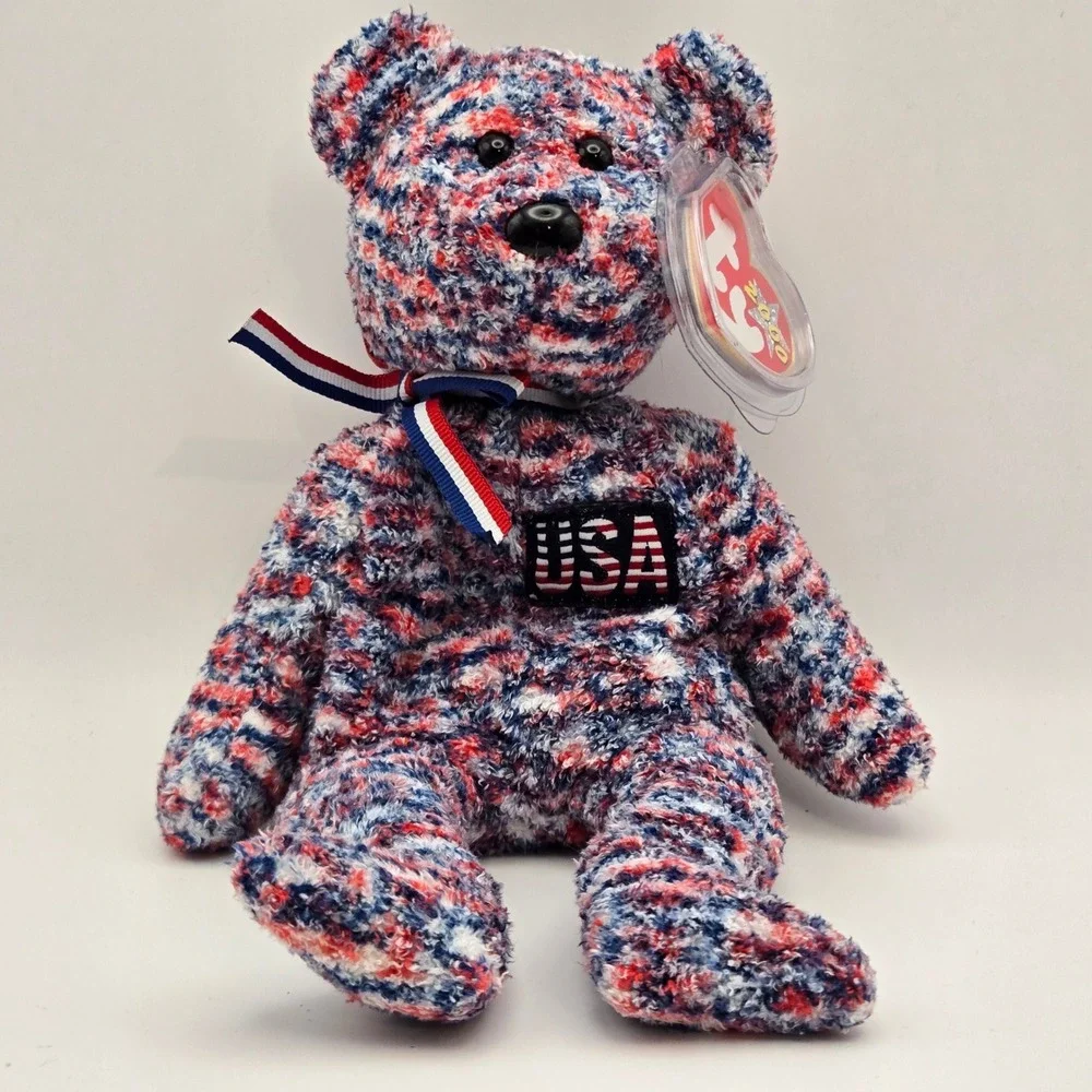 Ty 2000 USA Bear Beanie Baby Patriotic Americana Plush